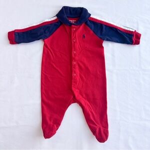 Ralph Lauren Colorblock Classic Collared Footie Playsuit 🐦‍🔥 Size 3 Months